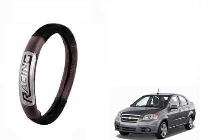 CARIZO Steering Cover For Chevrolet Aveo(Black, Brown, Leatherite)