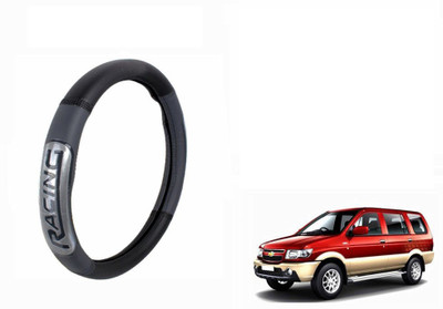 CARIZO Steering Cover For Chevrolet Tavera(Black, Grey, Leather)