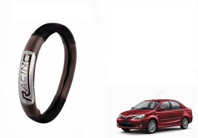 CARIZO Steering Cover For Toyota Etios(Black, Brown, Leatherite)
