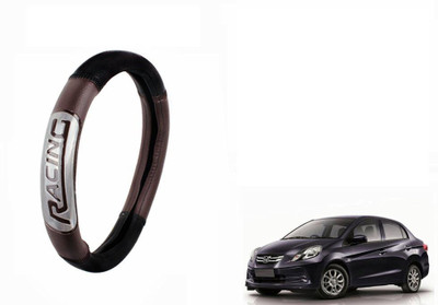 CARIZO Steering Cover For Honda Amaze(Black, Brown, Leatherite)