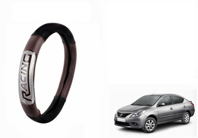 CARIZO Steering Cover For Nissan Sunny(Black, Brown, Leatherite)