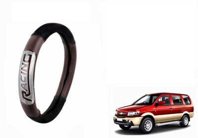 CARIZO Steering Cover For Chevrolet Tavera(Black, Brown, Leatherite)