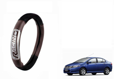 CARIZO Steering Cover For Honda City(Black, Brown, Leather)