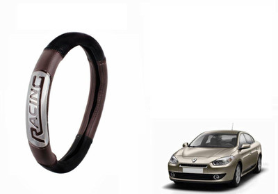 CARIZO Steering Cover For Renault Fluence(Black, Brown, Leatherite)
