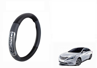 CARIZO Steering Cover For Hyundai Sonata Fluidic(Black, Grey, Leatherite)