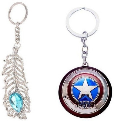 

Chainz Oh My God Stone Studded And Captain America Metal Shield Key Chain(Multicolor)