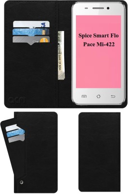 ACM Flip Cover for Spice Smart Flo Pace Mi-422(Black, Cases with Holder, Pack of: 1)