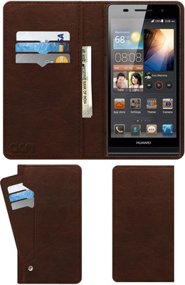 ACM Flip Cover for Huawei Ascend P6(Brown, Cases with Holder, Pack of: 1)