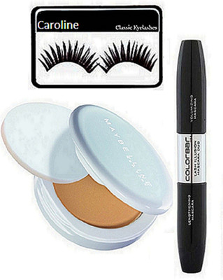 

caroline Eyelashes , Eyeliner and Mascara, Compact(Set of 3)
