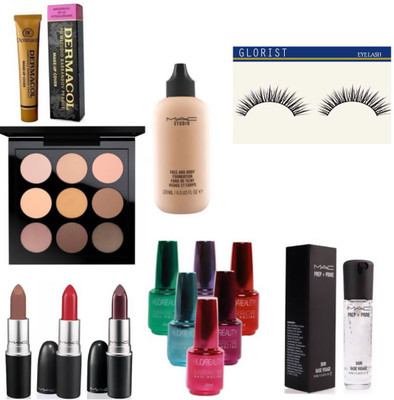 

glorist EYELASH ,9 SHADES FOUNDATION ,DERMACOL , FOUNDATION ,LIPATICK SETS 3 ,,NAIL POLISH SETS OF 6,WITH PREP+PRIME(Set of 14)