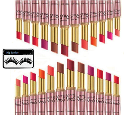 

big basket Eyelashes & lakme 9 to 5 Primer Matte Lipstick pack of 24(Set of 25)