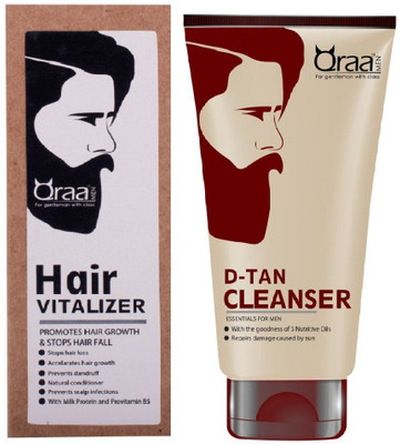 

Qraa HAIR VITALIZER 60ml + D-TAN CLEANSER FOR MEN 100gm(Set of 2)