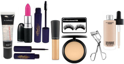

professional kit Eyelashes, Eyeliner, Mascara With Matte Lipstick & Eyelashes Curler ,Studio Waterweight Foundation, Compact , Primer Gel With Mineralize Concealer(Set of 9)