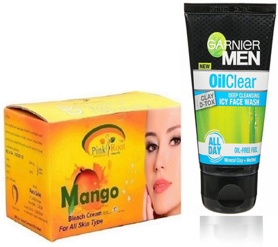 

Pink Root MANGO BLEACH 250G WITH GARNIER OIL CLEAR FACEWASH(Set of 2)