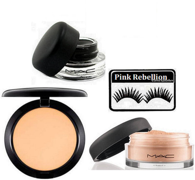 

Pink rebellion Eyelashes &Gel Eyeliner & Loose Powder & Compact(Set of 4)