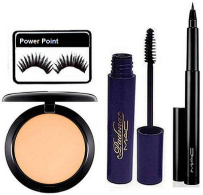 

power point Eyelashes,MAC Prep + Prime BB Beauty Balm Compact SPF 30& Pen Eyeliner & Mascara(Set of 4)