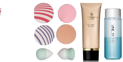 

Oriflame Sweden gold cream (light ) and make up remover with six sponge(Set of 8)