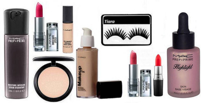 

tiara Eyelashes , Pro Long Wear Concealer , Foundation , Studio Fix Compact , Lipstick Pack Of 3, Infusion Serum , Prep+Prime highlight(Set of 9)