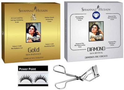 

power point Eyelashes With Eyelashes Curler and Shahnaz Hussain Gold And Diamond Facial Kit(Set of 4)
