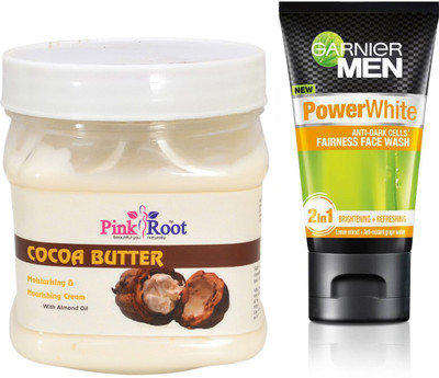 

Pink Root COCOA BUTTER CREAM 500G WITH GARNIER OIL CLEAR FACEWASH(Set of 2)