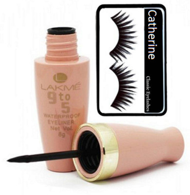

catherine eyelashes with lakme 9to5 eyeliner(Set of 2)