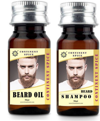 

Continent Spice Beard Hair Growth Oil 50 ml+ Beard Shampoo 50 ml, Thick, shiny & soft beard, Pack of 2(Set of 2)