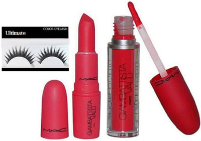 

Ultimate Eyelashes& Mac Giambattista Capricious Lipstick&Red Velvet Lip gloss(Set of 3)