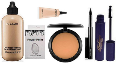 

power point Silicon Puff & Face And Body Foundation & Compect & Pen Eyeliner & Select Cover-Up & Mascara(Set of 6)