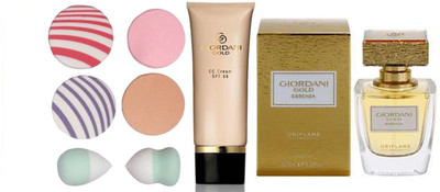 

Oriflame Sweden giordani gold parfum and c . c . cream (light ) with six sponge(Set of 8)