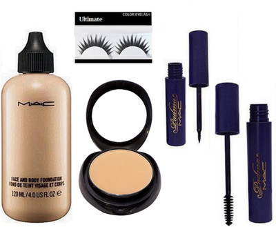 

Ultimate Eyelashes, Mac 2 Way Compact, Padma Eyeliner & Mascara , Face & Body Foundation(Set of 5)