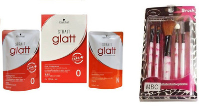 

jollity Make Up Brush Set of 5 And Professional Strait Glatt No.0 (240ml)(Set of 3)