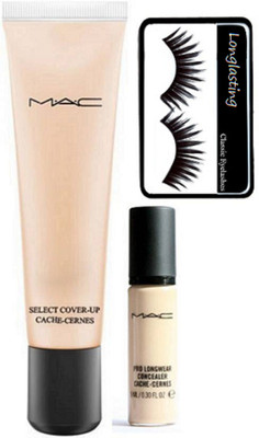 

longlasting Eyelashes, Mac Select Coverup Cache Cernes SPF 15 Foundation 40 ml With Pro Long Wear Concealer 9 ml(Set of 3)