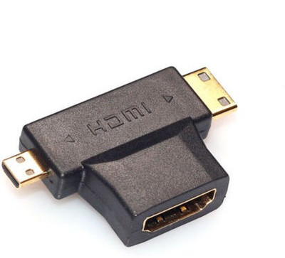 

TechGear 3 in 1 HDMI Female to Mini HDMI Male + Micro HDMI Male T-Shape Converter HDMI Adapter(Compatible with Camera, tv, computer, tablet, Black)