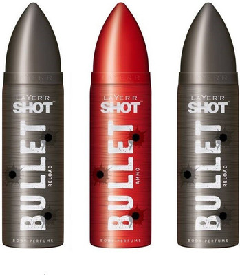 

Layer Shot Bullet Ammo 1 pc. & Reload 2 Pcs. Pack of 3 Deodorant Spray - For Men(360 ml, Pack of 3)