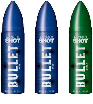 

Layer Shot Bullet Bang 2 Pcs. & Burst 1 Pc. pack of 3 Deodorant Spray - For Men(360 ml, Pack of 3)