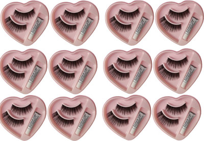 

Elecsera False-Fake Eyelashes With Glue Set Natural (Pair of 12)(Pack of 12)
