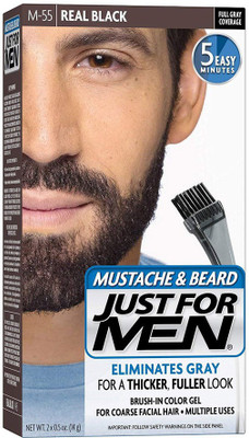 

Just for Men Brush-In Color Gel for Mustache and Beard, Real Black M-55 Hair Color(Black)