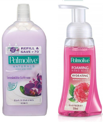 

Palmolive Form Hand wash Raspberry with Naturals Hand Wash (Black Orchid and Milk)(550 ml, Bottle)