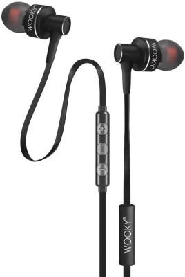Wooky Bass-10 In-Ear Earphones with Mic Wired Headset(Black, In the Ear)