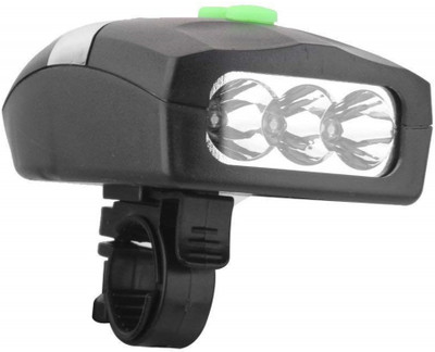 ZIGLY 3 LED Bike Bicycle Front Head Light & Horn LED Front Rear Light Combo(Black)