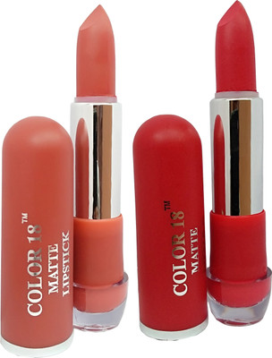 

Color18 HD MAT Lipstick Super Stay for Smooth Lips (13,18)(Brown, Red)