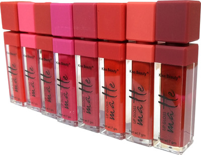 

Kiss Beauty Lip Gloss Matte Set of 8 Pcs(Mulitcolor)
