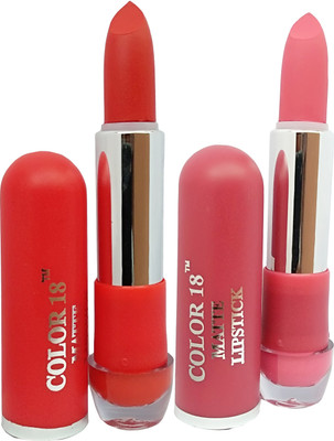 

Color18 HD MAT Lipstick Super Stay for Smooth Lips (07,14)(Red, Pink)