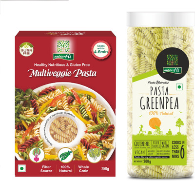 

NutraHi Multiveggie Gluten free pasta + Greenpea Gluten free pasta (Combo) Pasta(Pack of 2, 450 g)