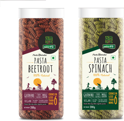 

NutraHi Beetroot Gluten free pasta + Spinach Gluten free pastaeach (Combo) Pasta(Pack of 2, 450 g)