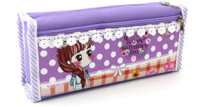 

SHERAGO Pen/Pencil Zipper Pouch for Girls & Boys || Best Suitable for School Kids, Travelers and Students || Multipurpose Box/Case Water Resistance Art Canvas Pencil Box(Set of 1, Purple)