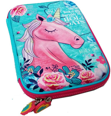 

Art Box jumbo pouch Hardtop Pencil Pouch, for Girls, Premium quality Art Polyester Pencil Box(Set of 1, Blue)