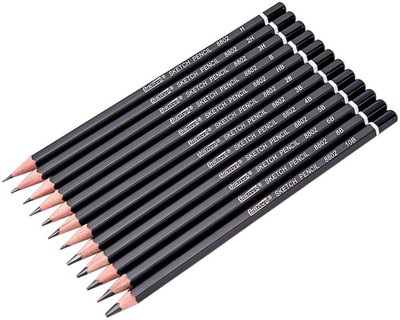 

Bianyo Artist Quality Fine Art Drawing & Sketching Pencils (3H, 2H, H, HB, B, 2B, 3B, 4B, 5B, 6B, 8B, 10B), 12 Piece Set Pencil(Set of 12, Black)