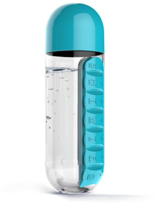 

Triangle Ant 7 Days Medicine Organizer with water bottle 600ml, Multipurpose Pill Box(Blue)