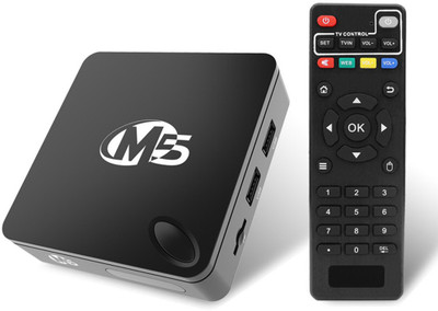 

Wezone Android TV Box M5 Amlogic S905X Cortex A53 64Bit Wifi 4K H.265 Android 6.0 Smart TV Box Quad Core 1GB DDR3 RAM/8GB ROM 2 USB Port Built-in WiFi Media Streaming Device(Black)